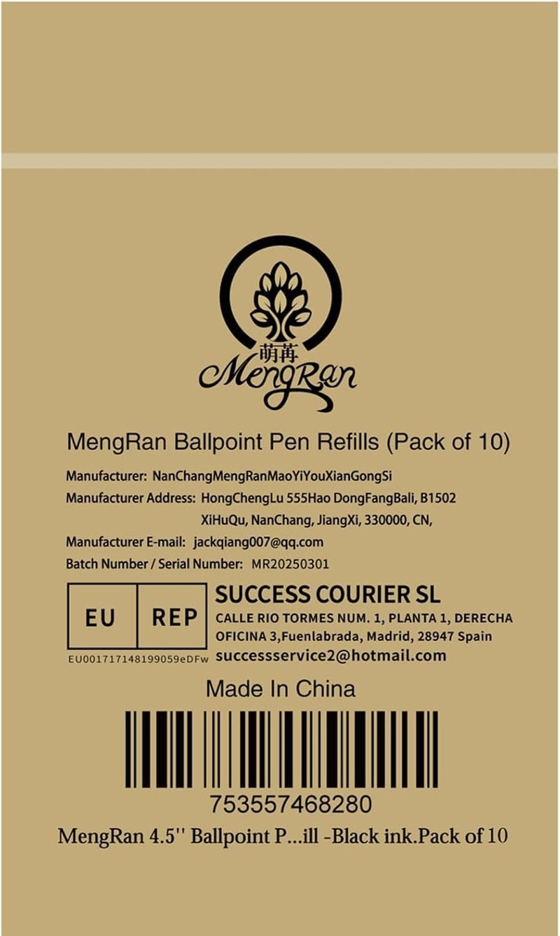 MengRan 4.5'' Ballpoint Ink Pen Refills for Twist Pens,1mm Medium Tip, Compatible with Cross Pen Refills (8513)(10 Pcs Black Ink) - Image 4